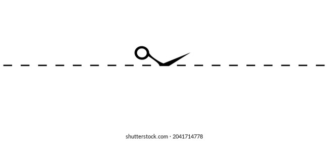 Dotted line scissors. Black scissors isolated on white background. Vector illustration