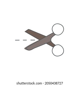 Dotted line scissors icon in color icon, isolated on white background 