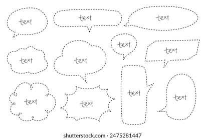 Dotted line speech bubble set with transparent background