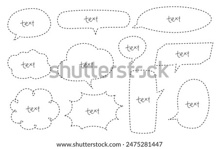 Dotted line speech bubble set with transparent background