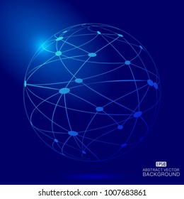 Dotted line structure diagram 3d sphere, science and technology concept vector material