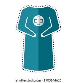 Dotted Line Surgical Gown Icon. Medical Biosecurity Uniform - Vector