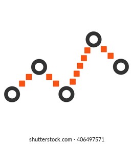Dotted Line vector toolbar icon. Style is bicolor flat icon symbol, orange and gray colors, white background, square dots.