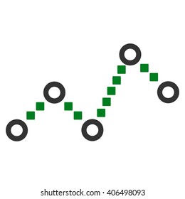 Dotted Line vector toolbar icon. Style is bicolor flat icon symbol, green and gray colors, white background, square dots.