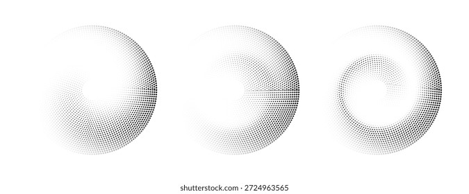 Punktierter und linearer Schallwellensignalsatz. Radial Radio und Musik Audio Icon Sammlung. Radar-Schwingungselement-Signalbündel mit Welligkeit. Schwarz gekrümmte Impulslinien Paket. Echo-Schallwellen-Symbole. Vektorgrafik