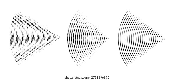 dotted and linear sound wave signal set radial radio