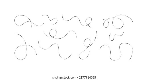 Dotted lines abstract vector elements set.