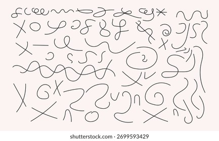 Líneas punteadas formando Formas abstractas aisladas sobre fondo blanco