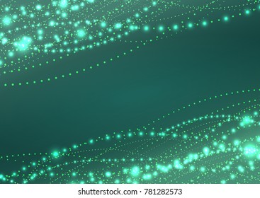 Dotted lines are illuminated on a green background - vector.