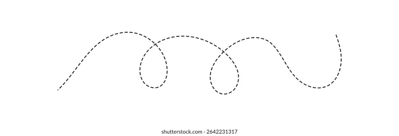 dotted lines path isolated on white background. Path travel dotted line trip dashed trace destination track plan and silhouette, traveling symbol.
