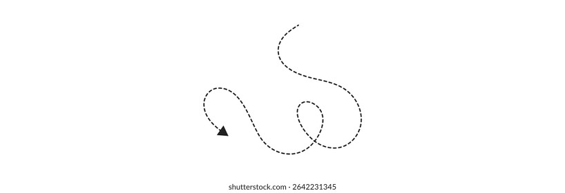 dotted lines path isolated on white background. Path travel dotted line trip dashed trace destination track plan and silhouette, traveling symbol.