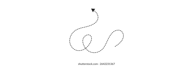 dotted lines path isolated on white background. Path travel dotted line trip dashed trace destination track plan and silhouette, traveling symbol.