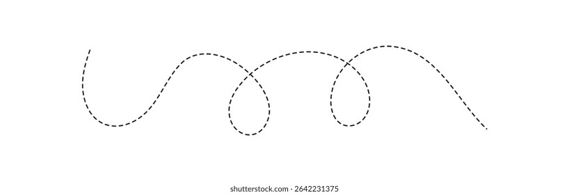dotted lines path isolated on white background. Path travel dotted line trip dashed trace destination track plan and silhouette, traveling symbol.