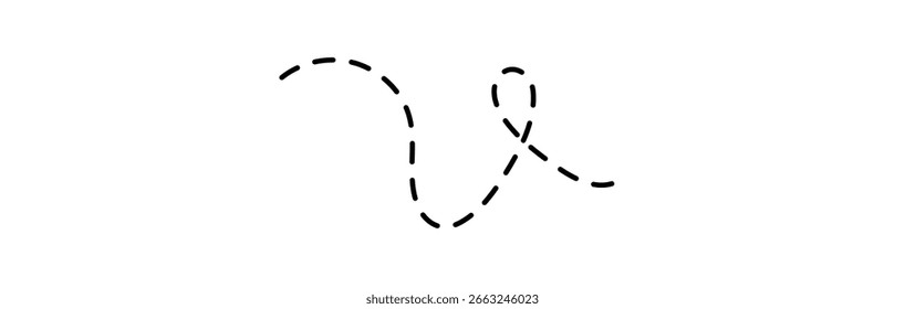 dotted lines path isolated on white background. Path travel dotted line trip dashed trace destination 