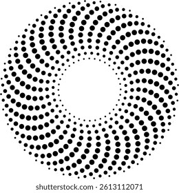 Dotted lines and radial lines are abstract design elements. A graphic logo icon features a round swirl line, while a vector spiral circle element 