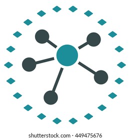 Dotted Links Diagram vector toolbar icon. Style is bicolor flat icon symbol, soft blue colors, white background, rhombus dots.