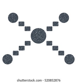 Dotted Links grainy textured icon for overlay watermark stamps. Flat symbol with scratched texture. Dotted vector smooth blue ink rubber seal stamp with grunge design on a white background.