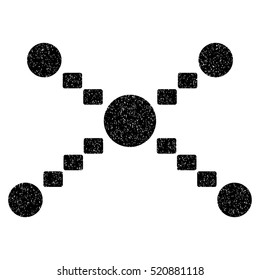 Dotted Links grainy textured icon for overlay watermark stamps. Flat symbol with dust texture. Dotted vector black ink rubber seal stamp with grunge design on a white background.