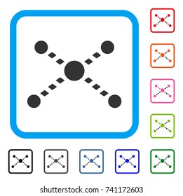 Dotted Links icon. Flat gray iconic symbol in a light blue rounded rectangle. Black, gray, green, blue, red, orange color additional versions of Dotted Links vector.