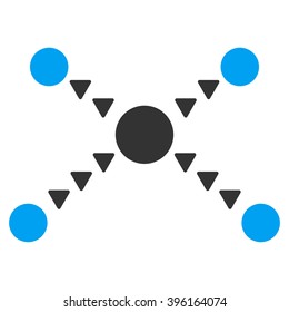 Dotted Links vector icon. Dotted Links icon symbol. Dotted Links icon image. Dotted Links icon picture. Dotted Links pictogram. Flat blue and gray dotted links icon.