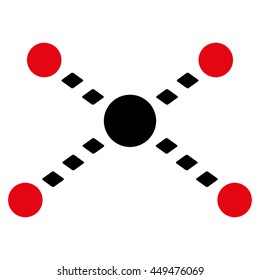 Dotted Links vector toolbar icon. Style is bicolor flat icon symbol, intensive red and black colors, white background, rhombus dots.