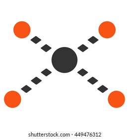 Dotted Links vector toolbar icon. Style is bicolor flat icon symbol, orange and gray colors, white background, rhombus dots.