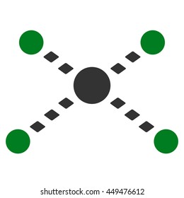 Dotted Links vector toolbar icon. Style is bicolor flat icon symbol, green and gray colors, white background, rhombus dots.