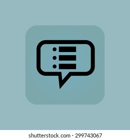 Dotted list in chat bubble, in square, on pale blue background