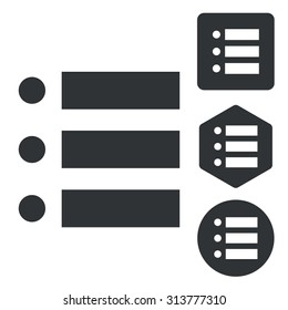 Dotted list icon set, monochrome, isolated on white