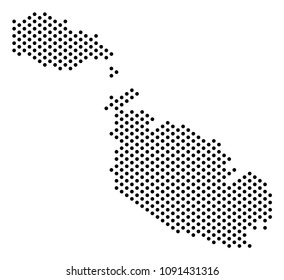 Dotted Malta Island map. Vector territory scheme. Cartographic composition of Malta Island map designed of circles.