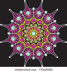 Dotted mandala with black background. 