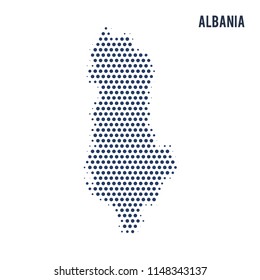 Dotted map of Albania isolated on white background.