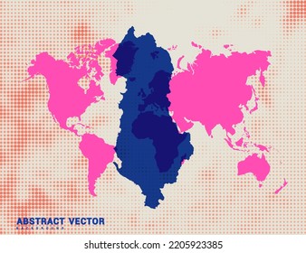 Mapa con puntos de la ilustración de diseño del círculo de medio tono azul vectorial de Albania.