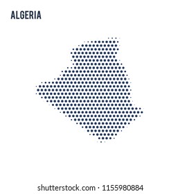 Dotted map of Algeria isolated on white background.