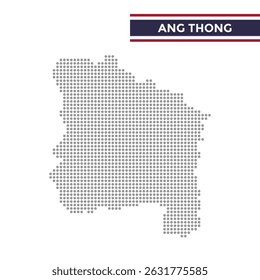 Mapa pontilhado da província de Ang Thong na Tailândia