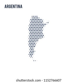 Dotted map of Argentina isolated on white background.