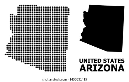 Dotted map of Arizona State composition and solid illustration. Vector map of Arizona State composition of round points on a white background.