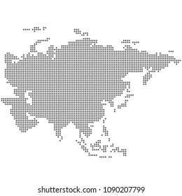 Dotted map of Asia. Vector eps 10.