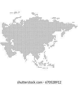 Dotted map of Asia. Vector eps 10