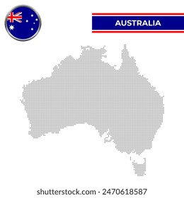 Dotted map of Australia with circular flag