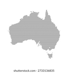 Gepunktete Karte des australischen Kontinents in schwarz-weißem Halbtonmuster