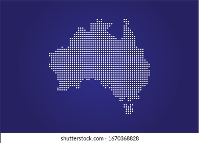 Dotted map of Australia, vector icon Illustration.