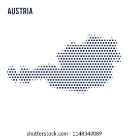 Dotted map of Austria isolated on white background.