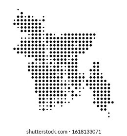 Dotted map of Bangladesh on the white background