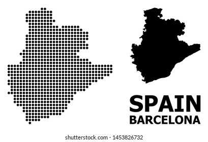 Dotted map of Barcelona Province composition and solid illustration. Vector map of Barcelona Province composition of circle items on a white background.