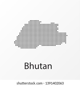 Dotted map of Bhutan and unclean caption. Vector