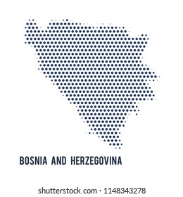 Dotted map of Bosnia and Herzegovina isolated on white background.