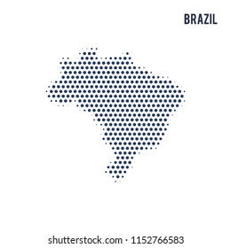 Dotted map of Brazil isolated on white background.