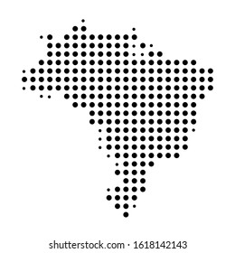 Dotted map of Brazil on the white background