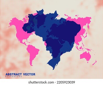 Dotted map of Brazil vector blue halftone circle design illustration.